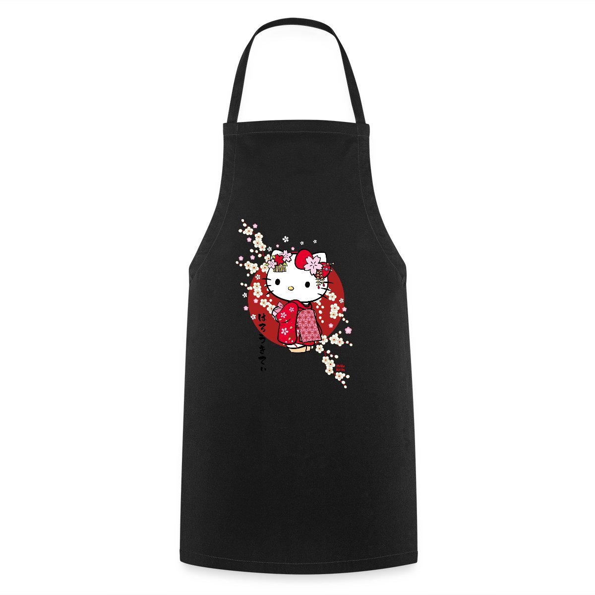 Hello Kitty In Een Rode Kimono En Kersenbloesems Keukenschort