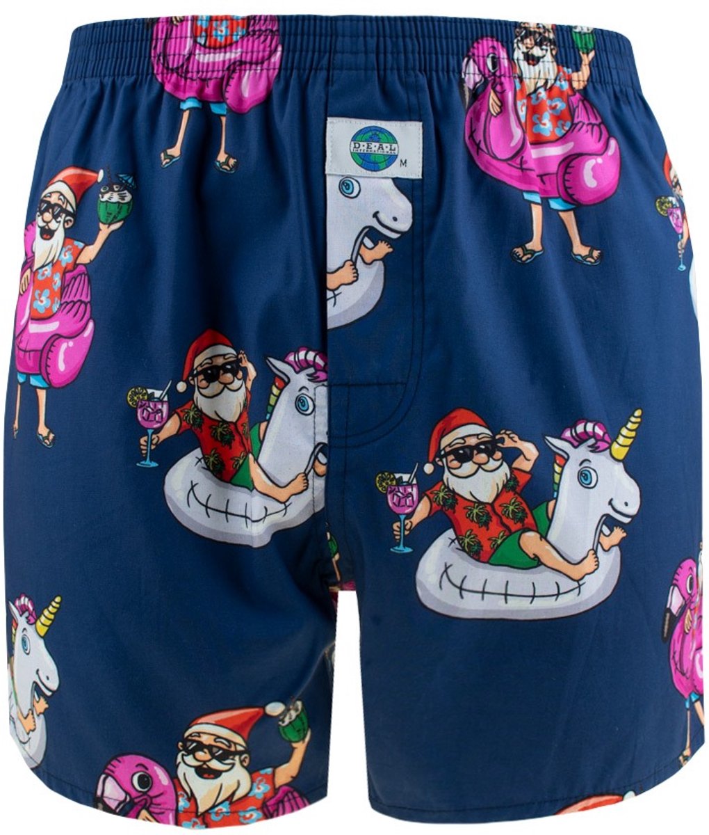 DEAL heren wijde boxershort santa claus blauw 192293