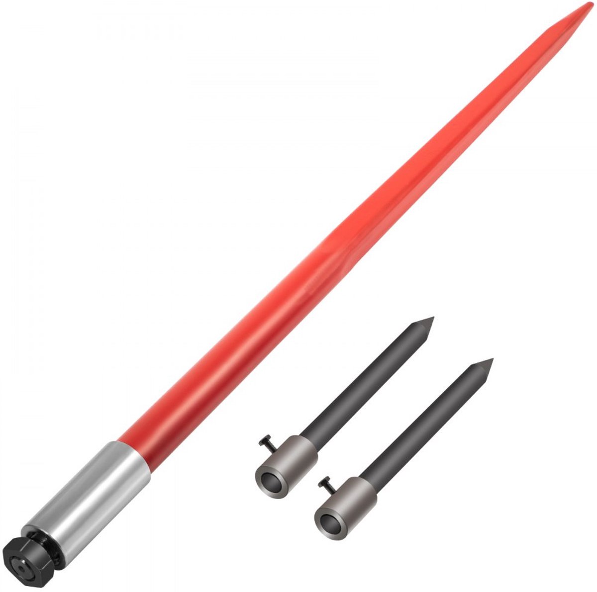 Balenspeer - Frontlader Balenvork - 124 cm Speer - Draagvermogen 1360 kg - 2 Stabilisatiesperen - Rood