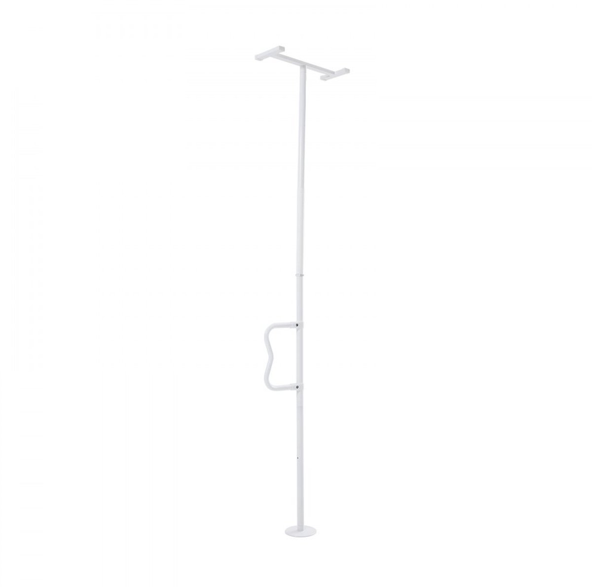 Vloer tot plafond veiligheidsbeugel - Badkamerbeugel Steunpaal - Antislip Gebogen Handgreep - Draagvermogen 136 kg - Verstelbaar 214–305 cm - Voor Senioren - Wit