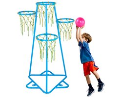 Basketbalring voor Kinderen - Basketbalstandaard Met 4 Ringen - Verstelbare Hoogte - Draagbaar - Inclusief 3 Ballen - Binnen en Buiten - Voor Alle Leeftijden