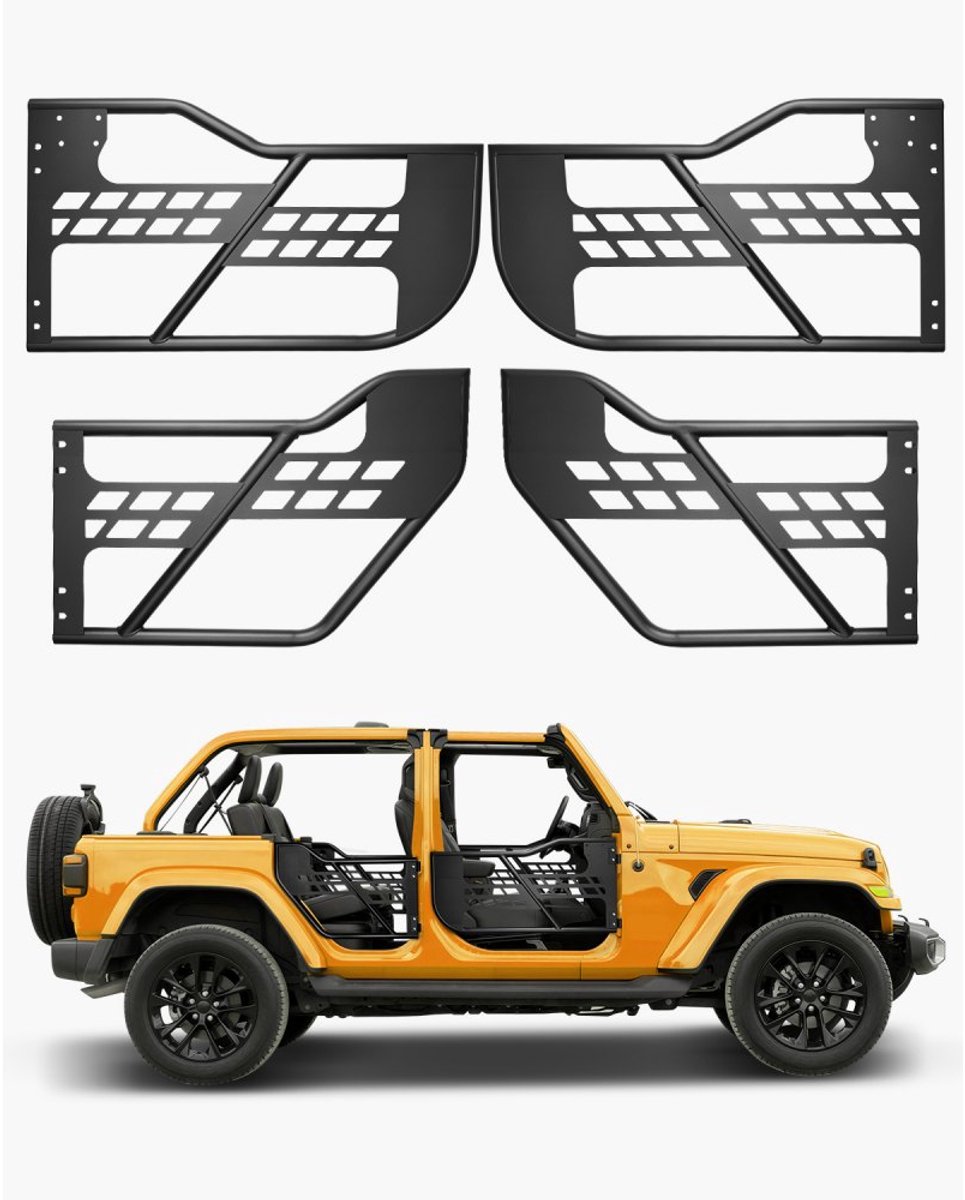 Buisdeuren / Tube Doors - 4-Deurs Offroad - Jachtstijl - Robuuste Scharnieren - OE-Grendel - Rubberen Pads - Compatibel met Wrangler JL 2018-2024 & Gladiator JT 2020-2024