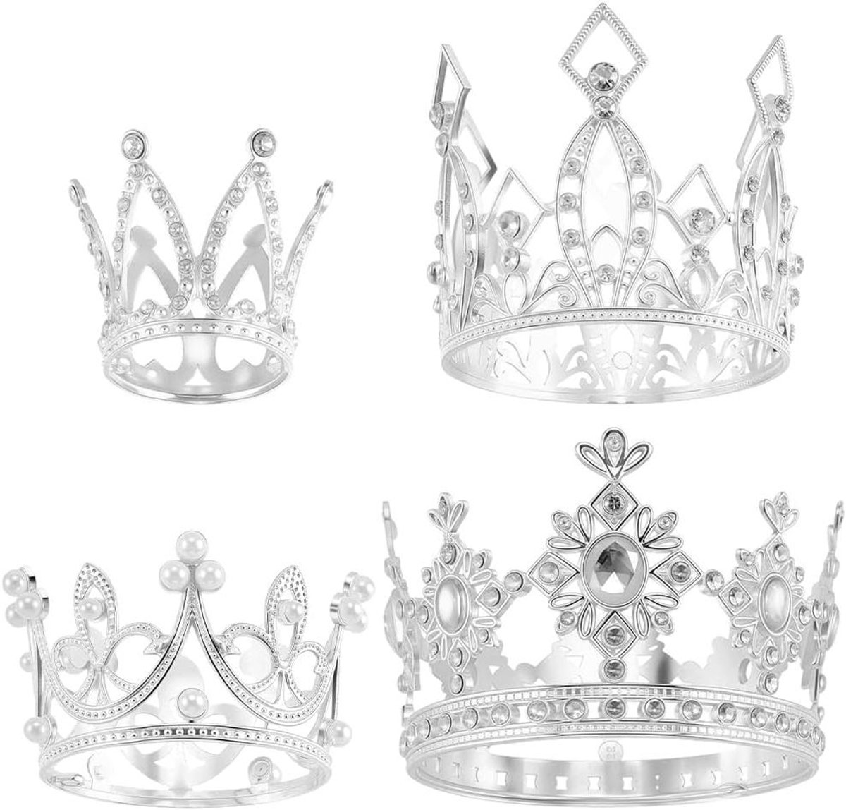 EGoods - Zilveren Boeket Kroon Accessoires Cake Topper Mini Cake Decoraties - Verjaardag Bruiloft Feest