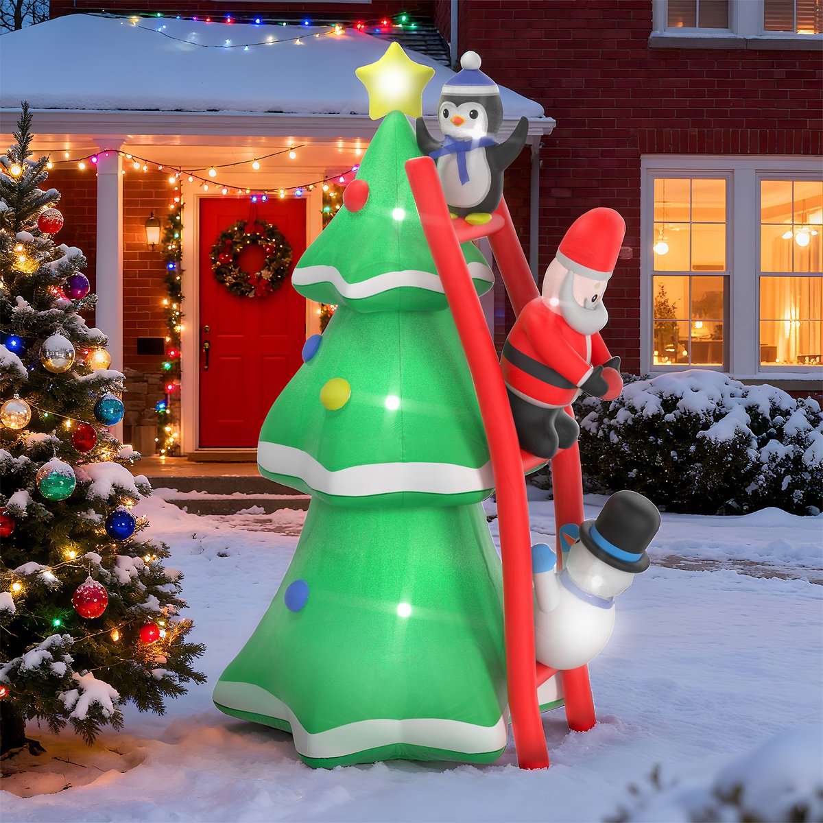 NAIZY Opblaasbare kerstboom met verlichting en stille ventilator 240 cm Opblaasbare kerstfiguren Kerstdecoratie Ornament voor binnen- en buitengebruik – foto 2