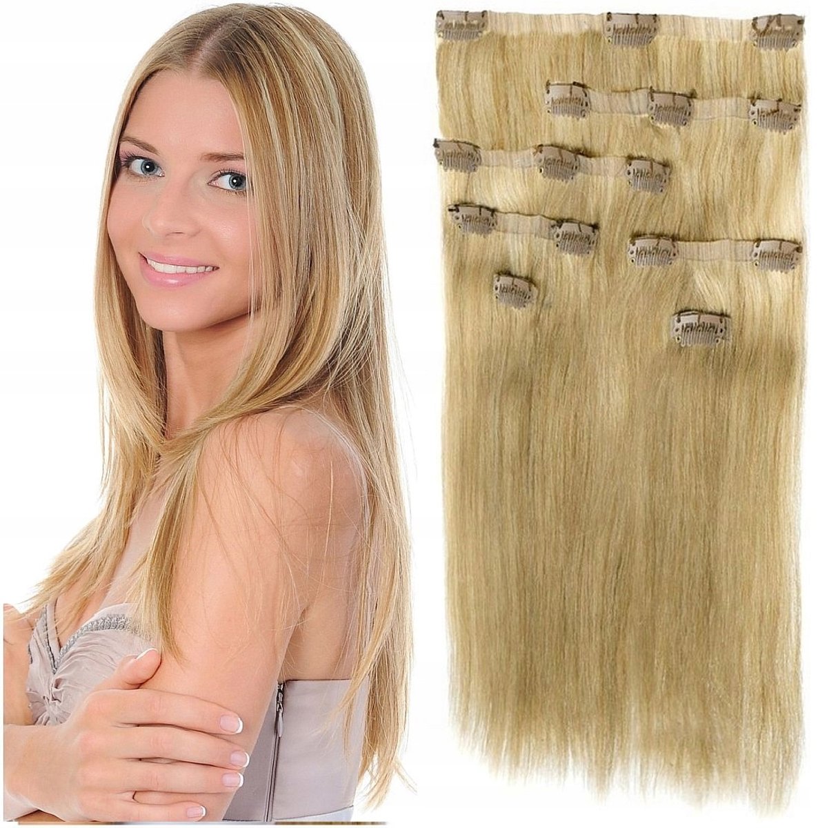 Nauurlike Clip-in Haarverlenging 50cm 140g Blond 8 Strengen