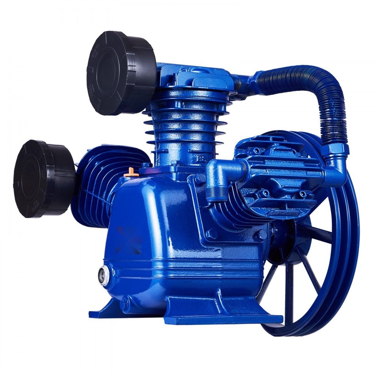 Luchtcompressor Pompkop - Twee-traps V-type Zuigerpomp - Vermogen 10 HP - Driecilinder Oliegesmeerd - Gietijzer - Debiet 17,5 CFM (495 l/min) bij 90 PSI - Max 185 PSI (12,8 bar)