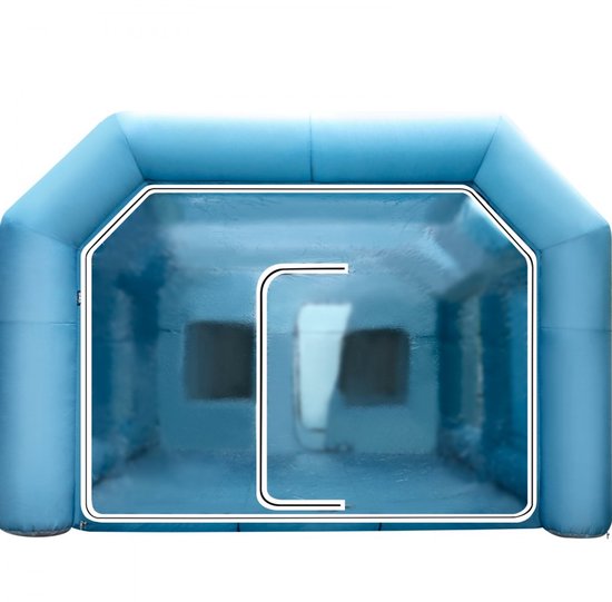 Opblaasbare spuitcabine tent - Autospuitcabine - Afmeting 8 x 4 x 3 m - Oxford 210D Stof - Met 2 Blaasmachines - Draagbaar - Snel Opzetten — afbeelding 2