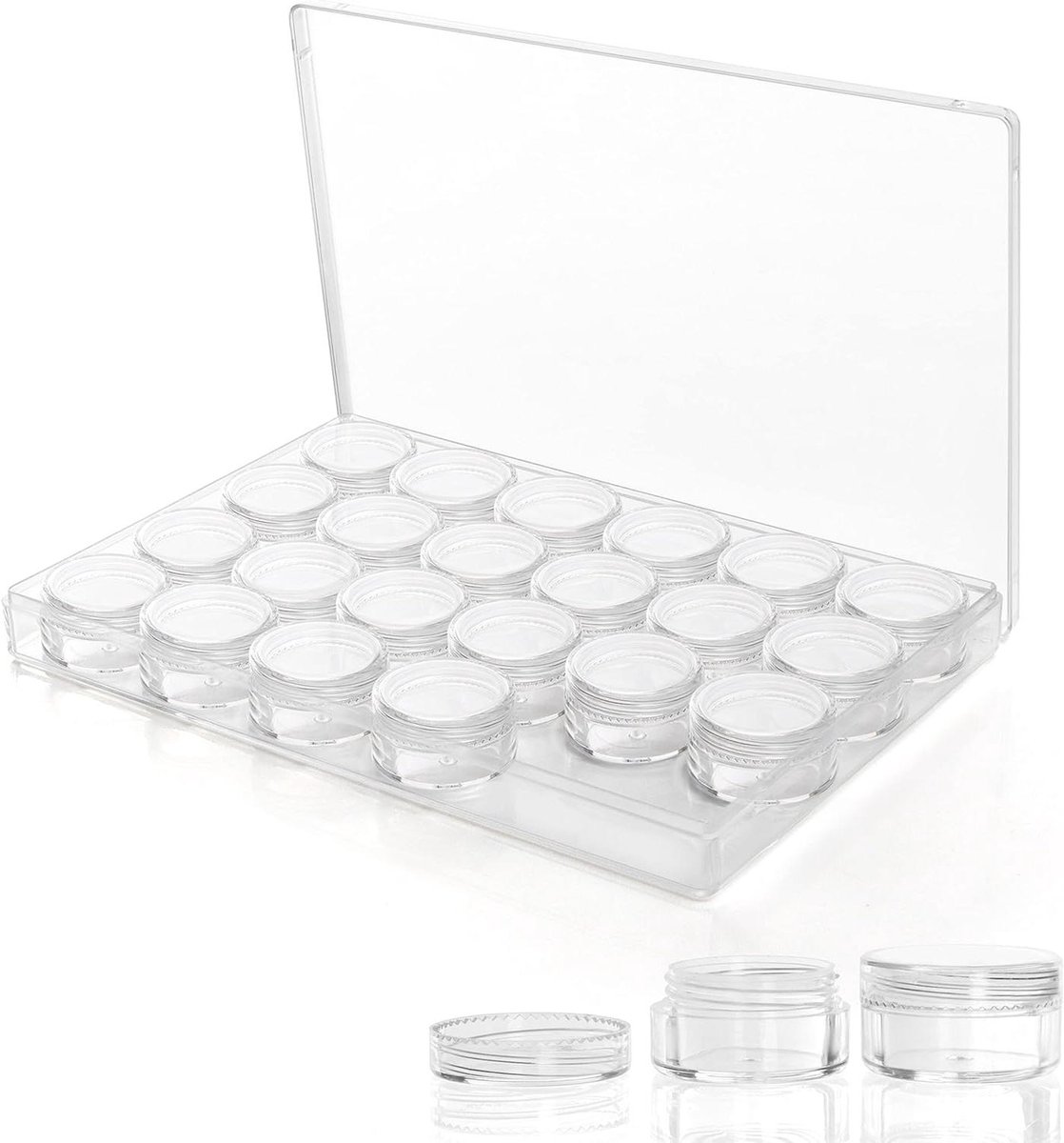 EGoods - Doorzichtige Kralen Opslag Organizer Doos met 24 Verwijderbare Compartiment Containers voor Diamond Dot Painting, Sieraden en Nail Art