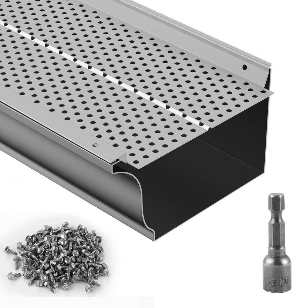 Dakgootbeschermers - Aluminium Gootfilter - Breedte 152 mm - Set van 52 Stuks - Totale Lengte 528 cm - Gatdiameter 4 mm - Dikte 0,5 mm - Doe-het-zelf Montage