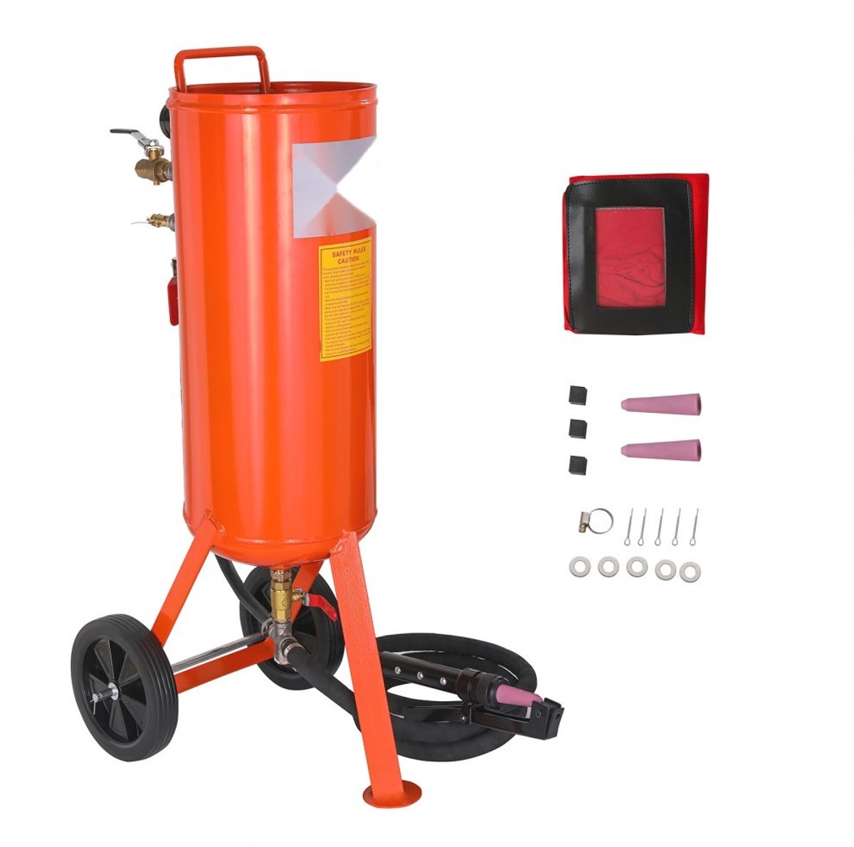 Mobiele zandstraler - Zandstraalapparaat - Capaciteit 37 L - Werkdruk 60–110 PSI (4,1–7,6 bar) - Werkslang 2,3 m - Verwijdert roest en verf - Voor grote oppervlakken
