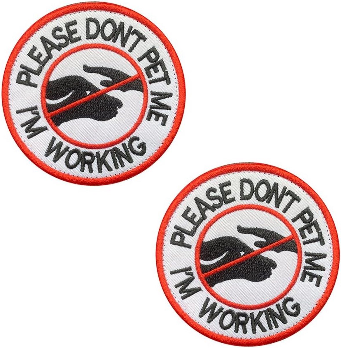 Embleem voor service honden - "Please Do Not Pet Me I am Working" geborduurd badge - 2 stuks