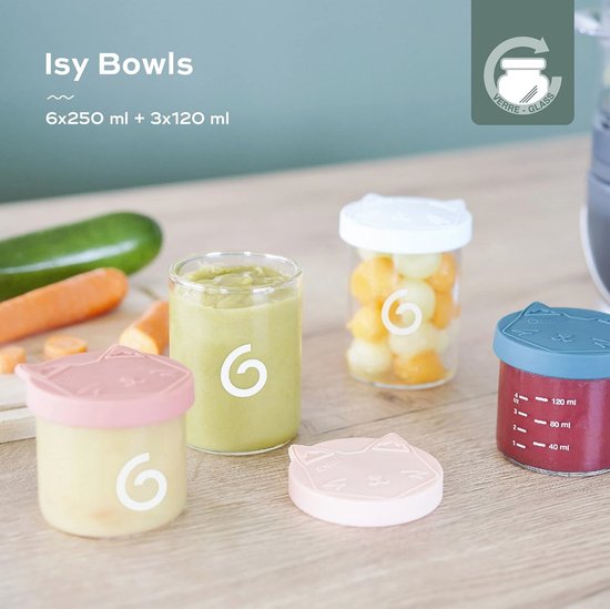 Borosilicate Glass Food Storage Bowls for Babies - 9 Jars 250ml & 120ml — afbeelding 2