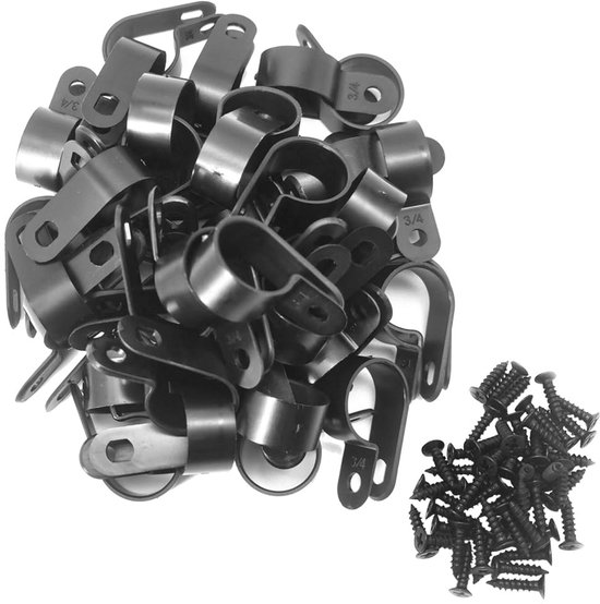 R-Type Kabelklemmen Nylon 1,9 cm Zwart - 50 Stuks Schroefmontage