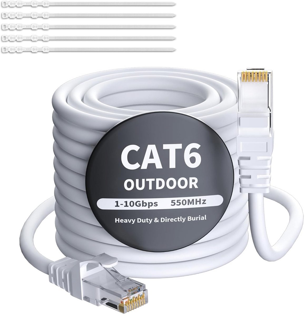 20 Meter Cat6 Ethernetkabel - Waterdichte Netwerkkabel voor Binnen en Buiten, Gigabit UTP RJ45 Kreeft Kabel voor Camera, Router en Switch