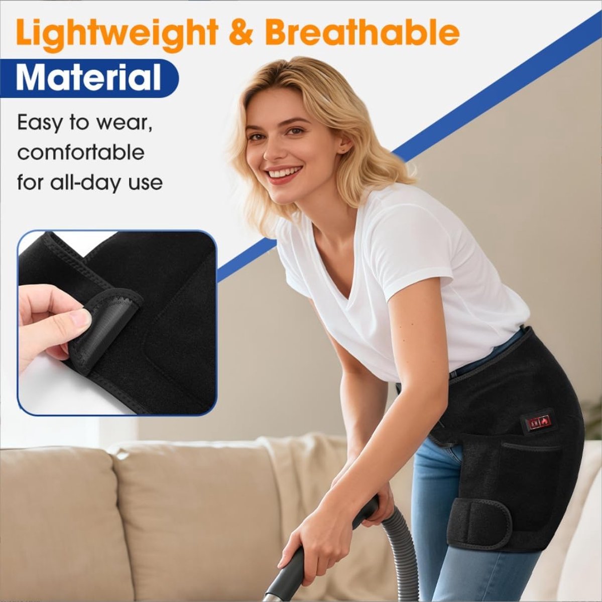 Draagbare Heupverwarmer – met vibratiefunctie en elektrische verwarmde wrap geschikt voor heup, dij en billen – met dubbele stroomopties – geschikt voor thuis, op kantoor en tijdens fitness — cadeau in Cadeau-ideeën - foto 3