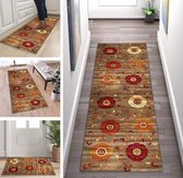 ZUZEKU Tapis abstrait, pour couloir, cuisine, lavable, antidérapant, 60 x 250 cm, vintage, brun, orange, rouge, long, tapis de cuisine, tapis de couloir, pour couloir, salon, chambre à coucher, adaptable au mètre