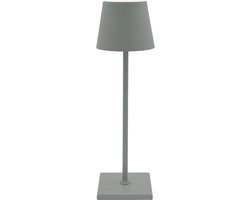Norda LED Tafellamp Grijs – USB Oplaadbaar – Dimbaar – Warm Wit Licht (3000K) – Grote accu 5200mAh voor 15 uur draadloos gebruik – 37 CM hoog – Aluminium