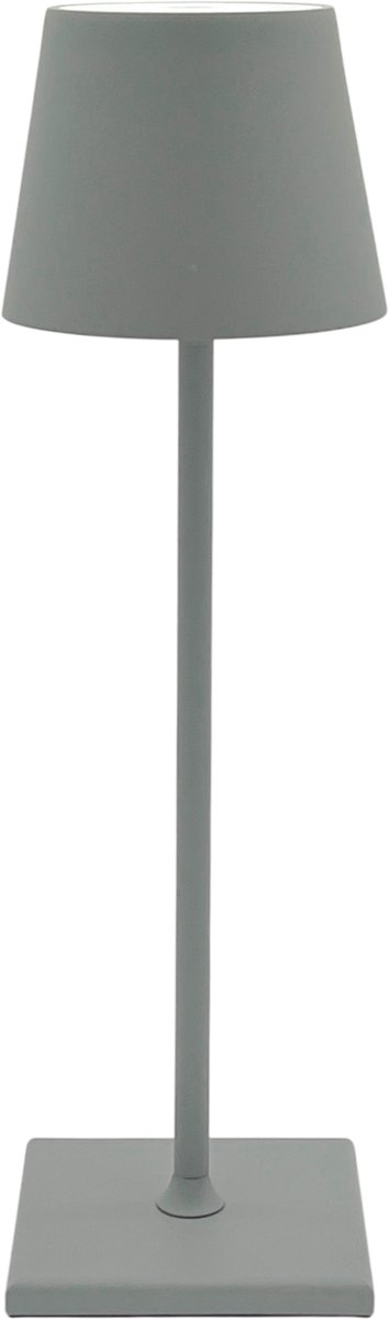 Norda LED Tafellamp Grijs – USB Oplaadbaar – Dimbaar – Warm Wit Licht (3000K) – Grote accu 5200mAh voor 15 uur draadloos gebruik – 37 CM hoog – Aluminium