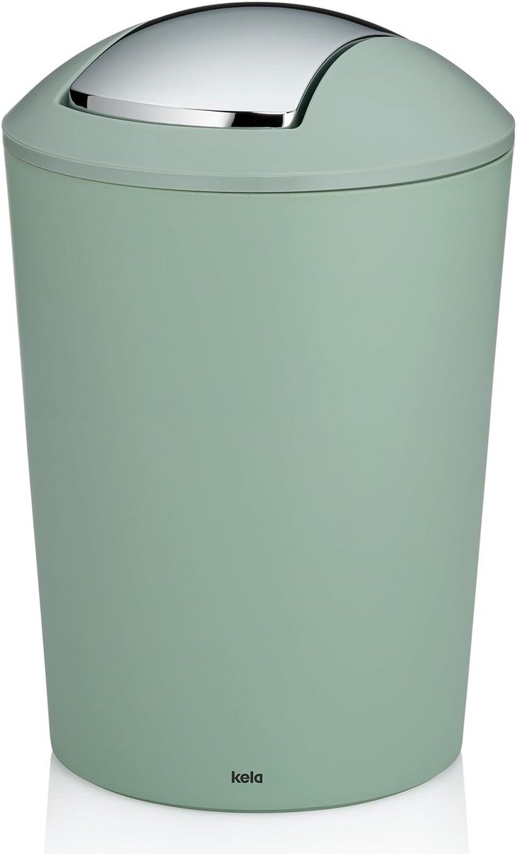 Vuilnisemmer 5L met Klapdeksel voor Badkamer of Keuken - Jadegroen, Kunststof