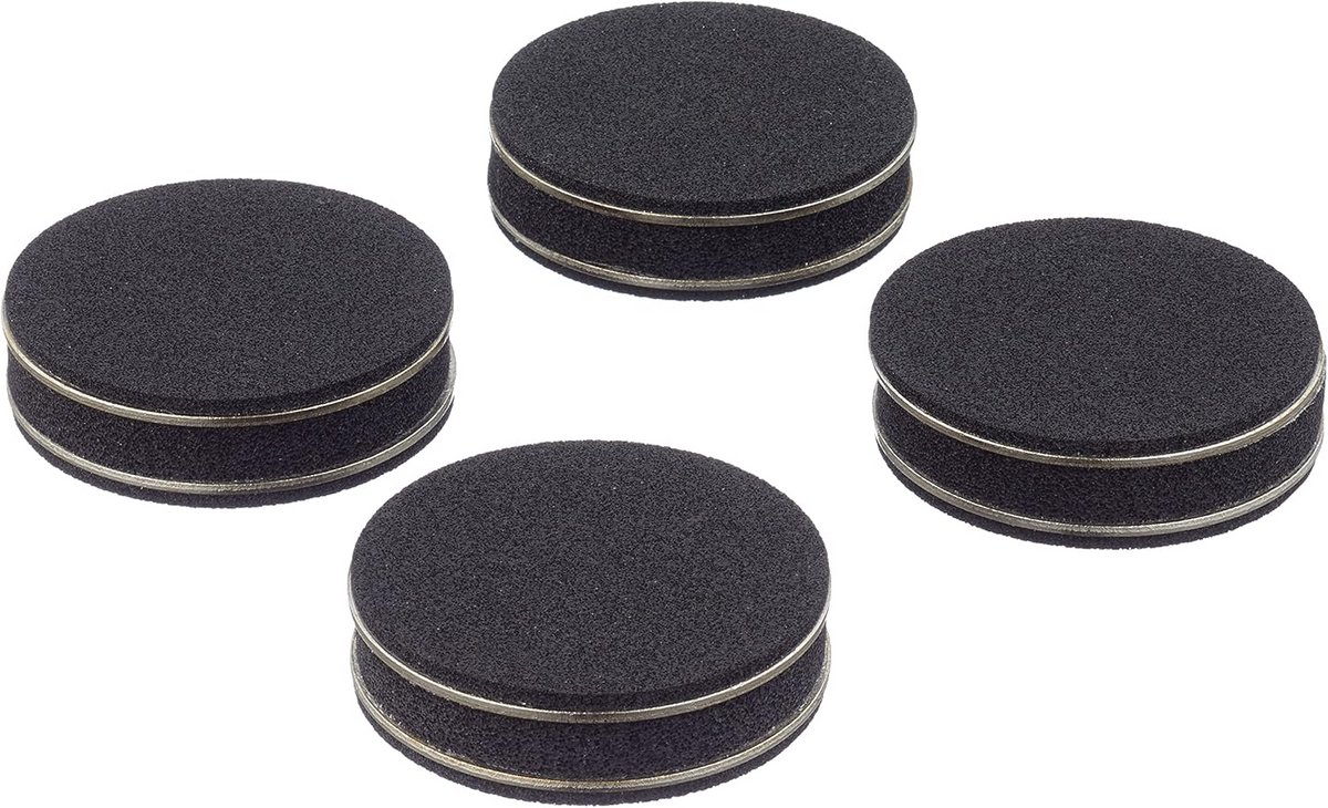 Premium dubbel absorber met speciale rubbermix | Set van 4 in chroom | Belastbaarheid tot 20 kg | Diameter: 55 mm, Dikte: 15 mm