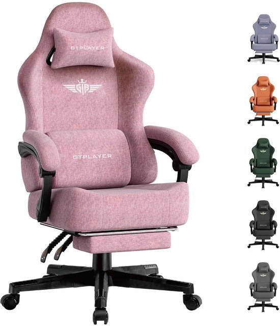 GTPLAYER Gamingstoel Roze met 160° Verstelbare Rug - GTPLAYER - €119,99