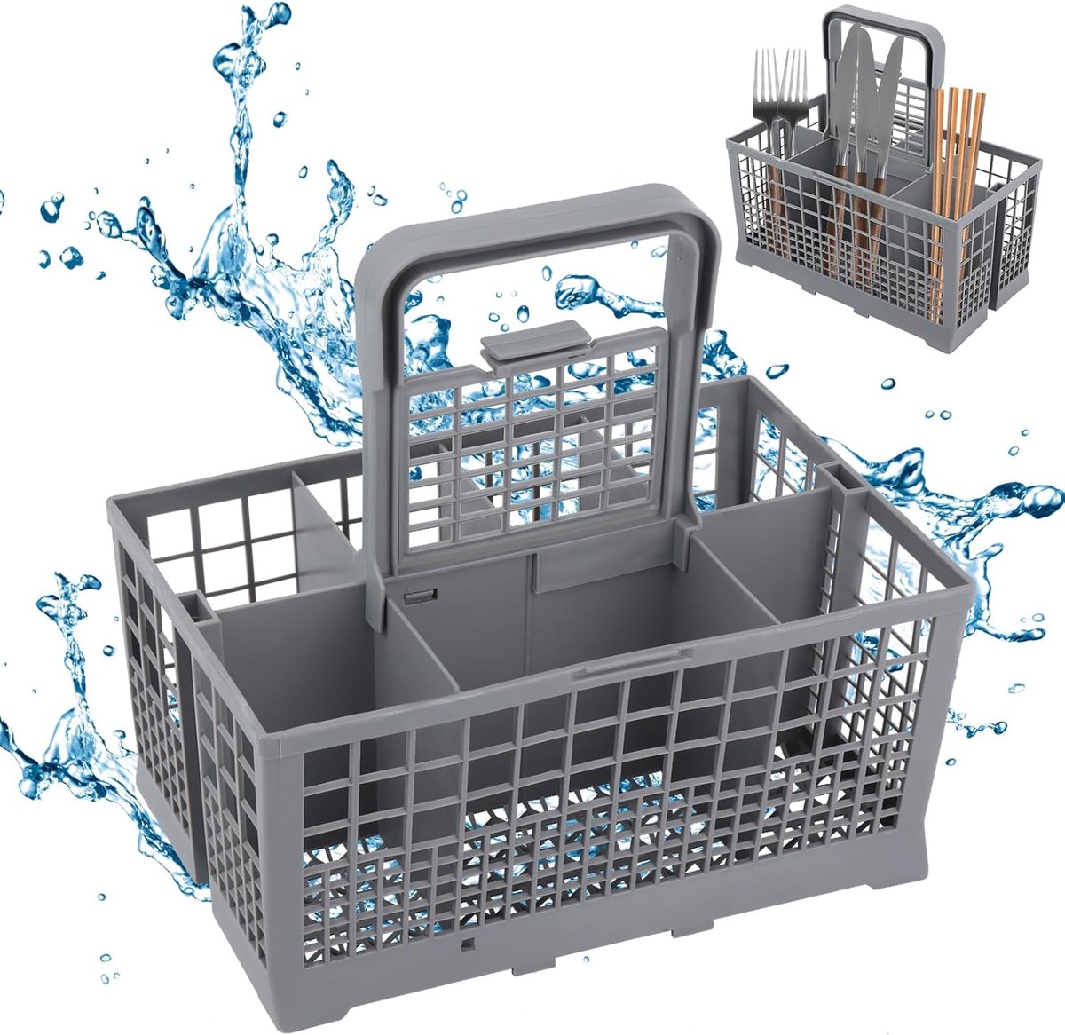 Bestekmand Vaatwasser - Universeel Bestekkorf - Bestekmand voor vaatwasser - Vaatwasmachine - Afwasmachine - Bestekbak - Bestekhouder - Bestekmandje Geschikt voor Whirlpool, Ariston, Bauknecht, Hotpoint, Ignis en Indesit - 240x135x125 mm — afbeelding 1