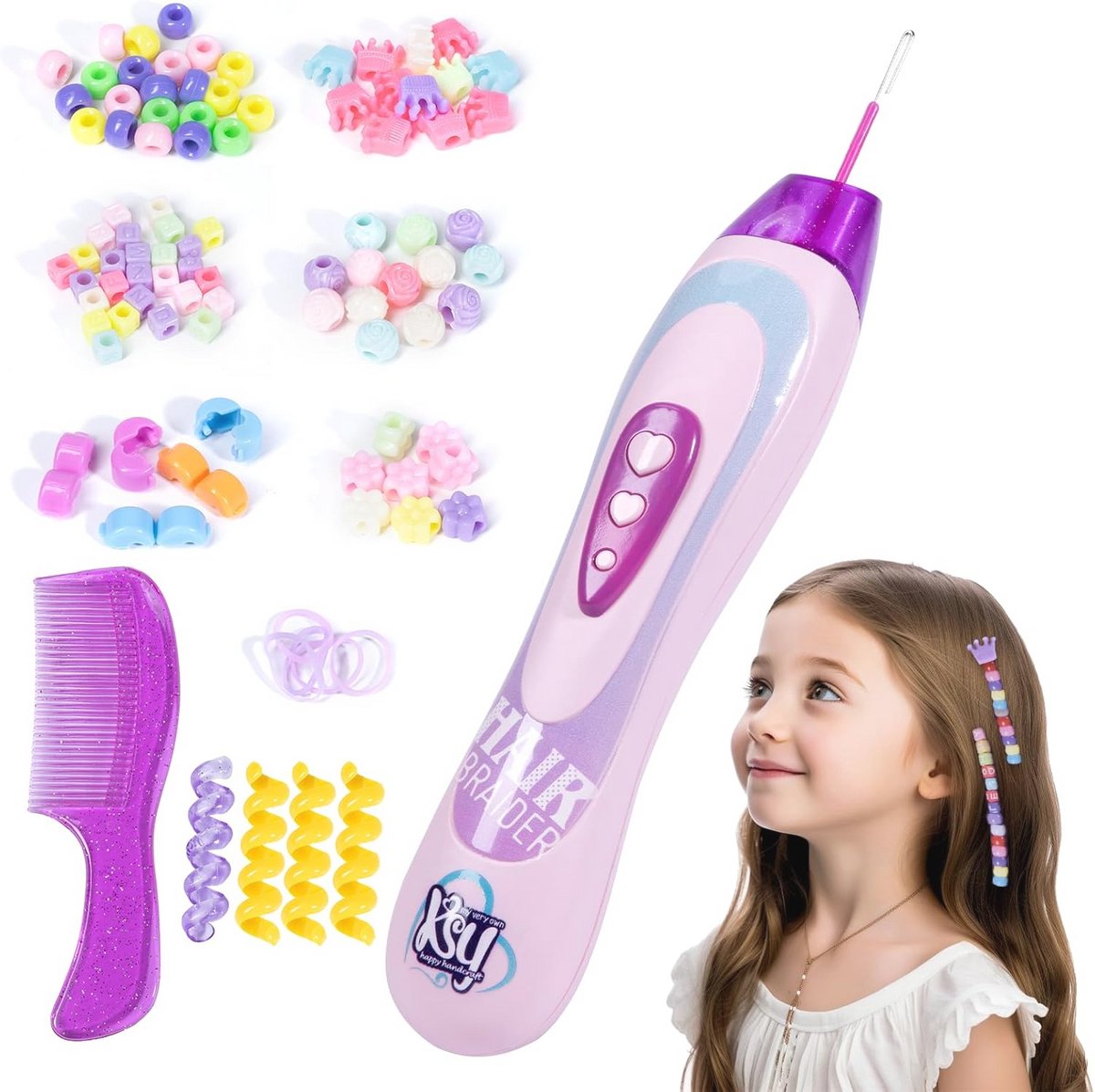 Creatieve haarvlechtmachine voor meisjes van 5-9 jaar met kralen en haaraccessoires