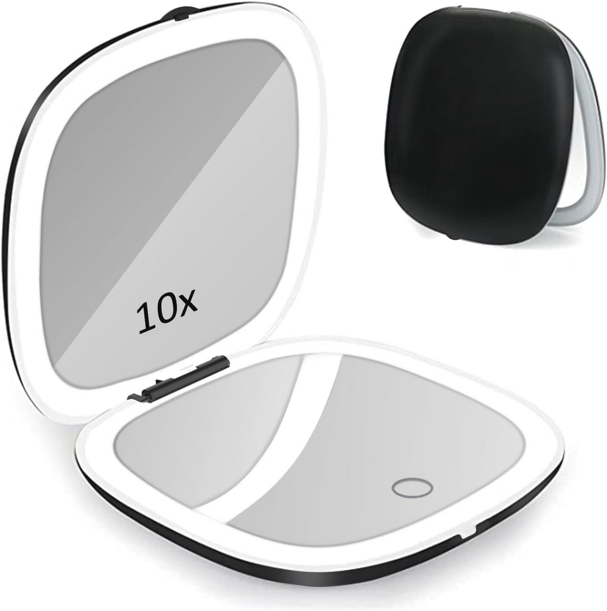 LED Make-up Spiegel 1X 10X Vergroting Draagbaar Touchscreen USB Oplaadbaar