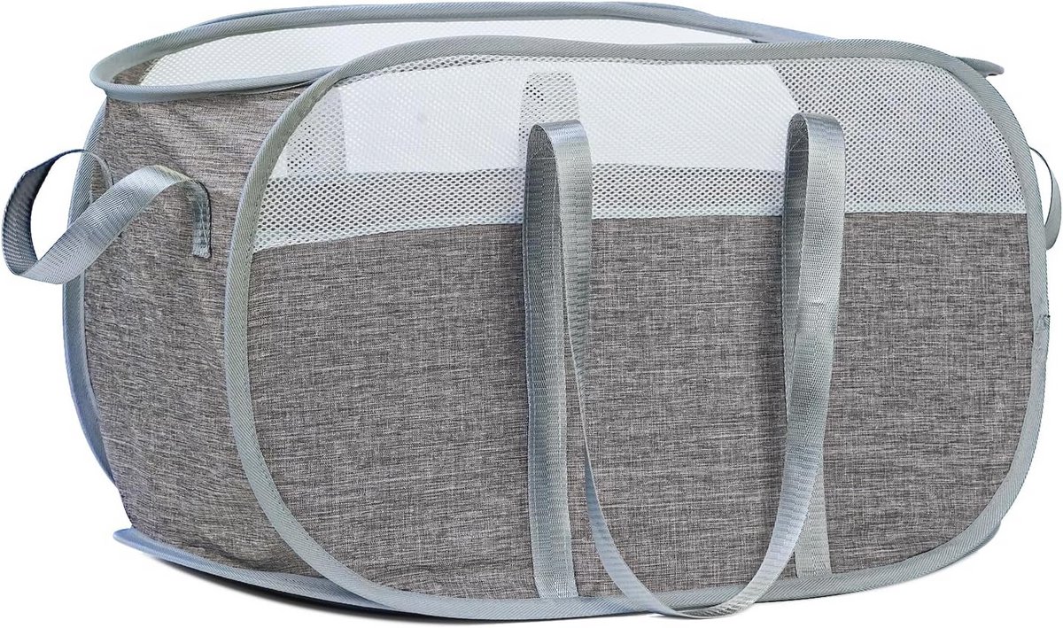 Opvouwbare Wasmand voor Kleding - Inklapbare Waszak voor Badkamer, Slaapkamer en Reizen - Grijs