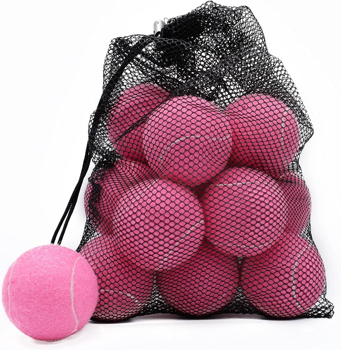 Tennisballen 12 Stuks voor Gevorderde Training - Oefenballen met Netzak voor Eenvoudig Transport