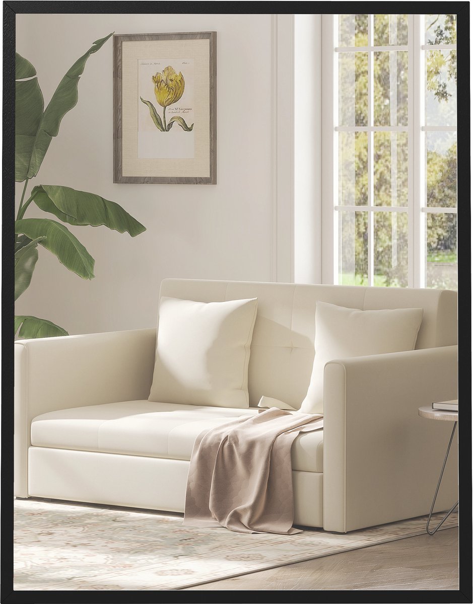 HOMCOM Wandspiegel van glas, 70x2x90cm, zwart