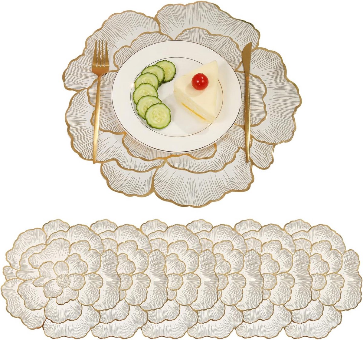 Ronde Vinyl Placemats Set van 6 - Metallic & Glanzend - Hittebestendig Tafelkleed