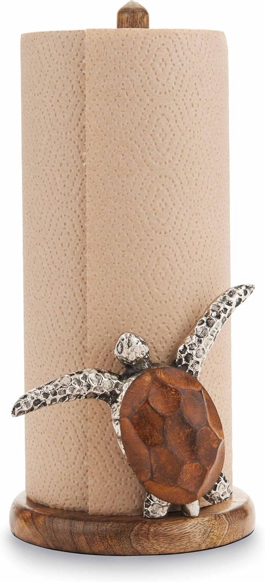 Houten Keukenrolhouder met Zeeschildpad Decoratie
