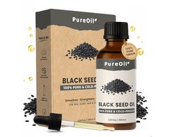 PureOil – Black Seed Oil – 100ml – Zwarte Zaad Olie Koudgeperst & Hexaanvrij – 100% Puur, Natuurlijk – Zwarte Komijnzaad Olie Voor Haar | Huid | Gezicht | Scalp | Wimpers | Wenkbrauwen | Nagels | Massage - Haarolie - Incl. Ebook - Kerst cadeautjes