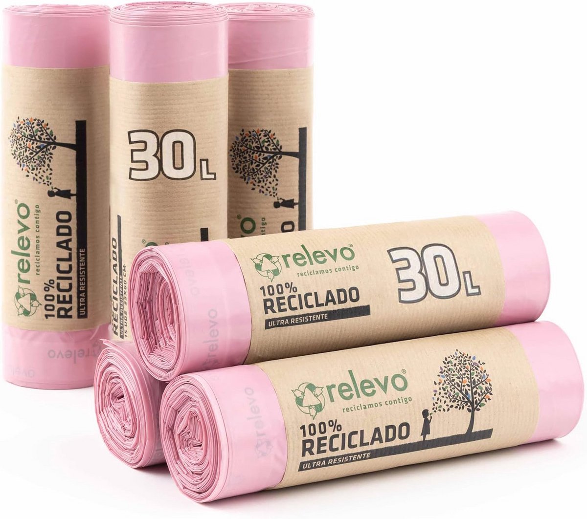 Gerecyclede geur-vuilniszak 30 L - Extra sterk, 90 stuks