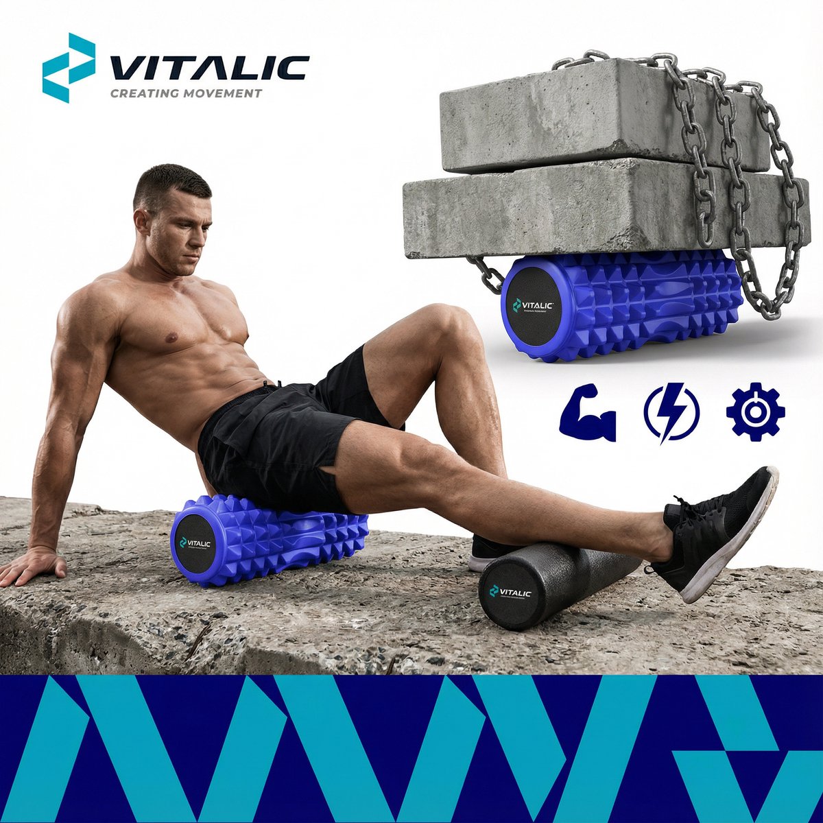 Vitalic Foam roller 33 cm met massage triggerpoint bal thumbnail 5
