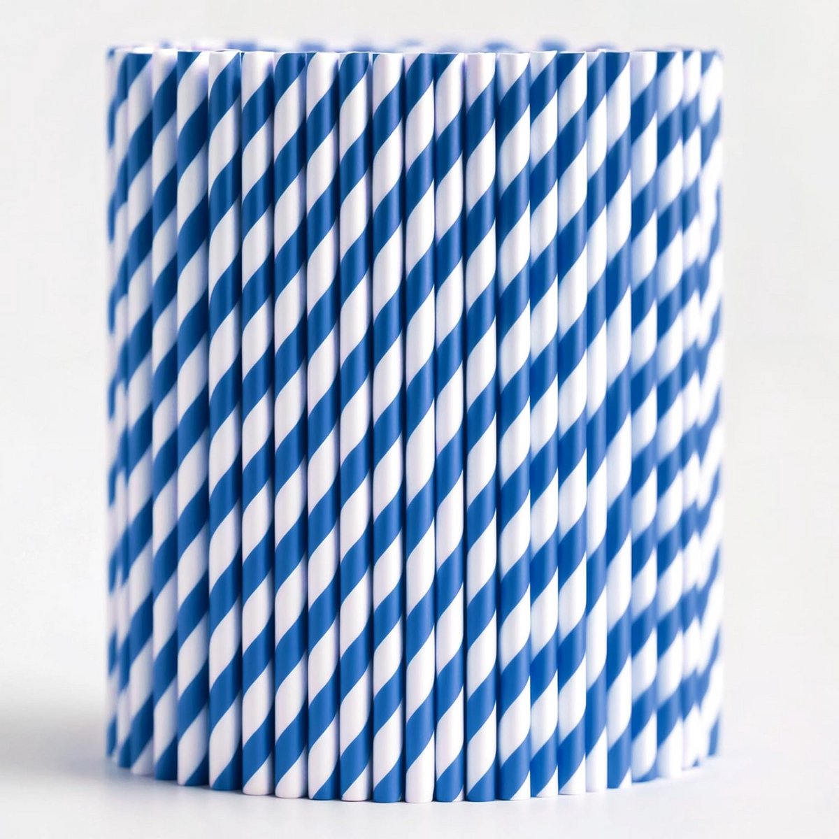 Papieren rietjes - 100% composteerbaar en voedselveilig - blauw-wit, 100 stuks