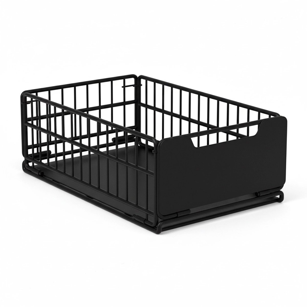 Schuiflade - Uittrekbare, Opvouwbare Lade – Keukenkast Organizer Zonder Boren – Metalen Opbergbak voor Keuken, Voorraadkast & Badkamer – 43 x 25 x 18 cm - zwart