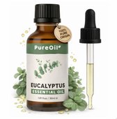 PureOil – Eucalyptus Etherische Olie – 30ml – 100% Puur, Natuurlijk & Vegan – Eucalyptusolie Voor Haar | Huid | Gezicht | Scalp | Diffuser | Aromatherapie | Saunsa | Geurolie - Incl. Ebook - Sinterklaas Cadeautjes - Kerst cadeautjes