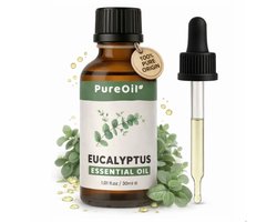 PureOil – Eucalyptus Etherische Olie – 30ml – 100% Puur, Natuurlijk & Vegan – Eucalyptusolie Voor Haar | Huid | Gezicht | Scalp | Diffuser | Aromatherapie | Saunsa | Geurolie - Incl. Ebook - Sinterklaas Cadeautjes - Kerst cadeautjes