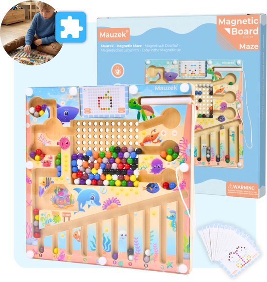 Mauzek® magnetisch doolhof zee – Montessori houten speelgoed