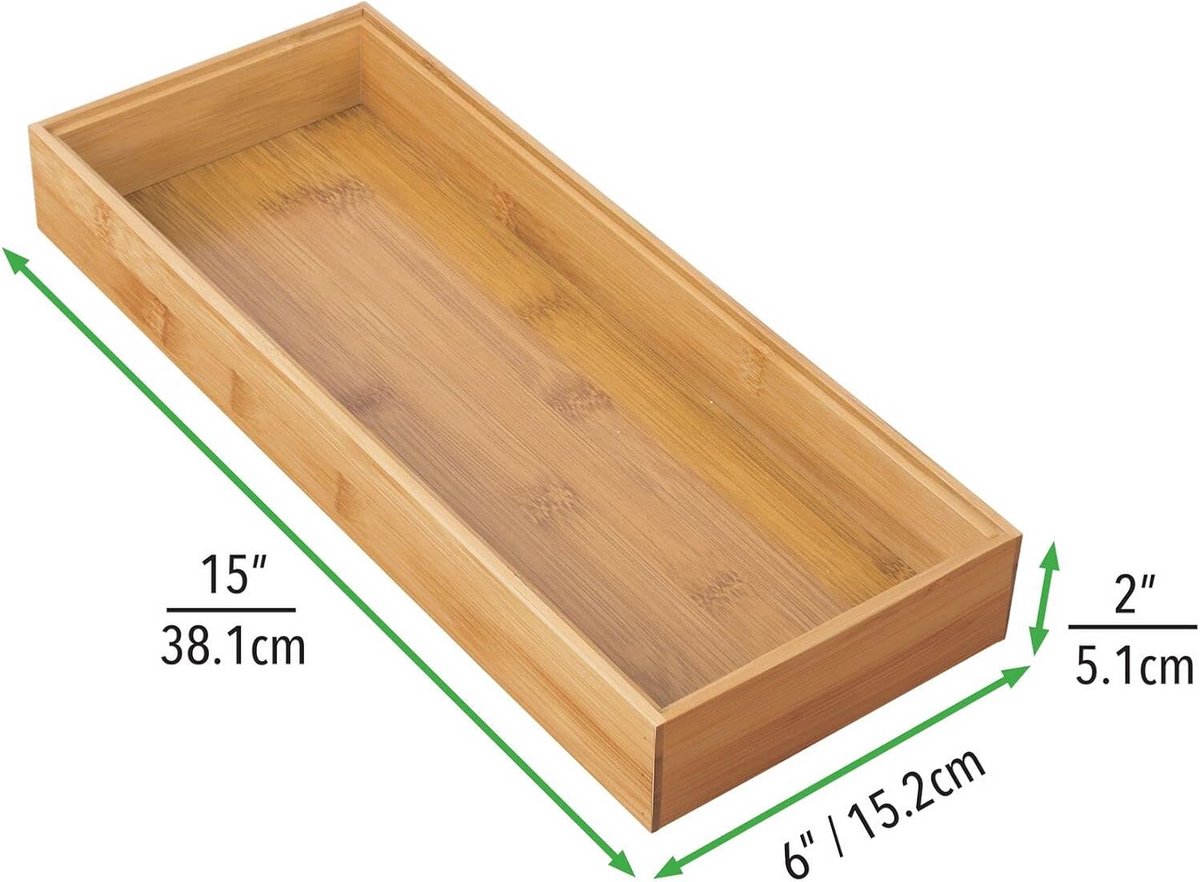 mDesign - Drawer organiser for kitchen cupboard/drawer - wide stackable containers - environmentally friendly/mmulti-purpose - bamboo To be used in drawers, pantry or on counter tops, shelves - — cadeau in Cadeau-ideeën - foto 7