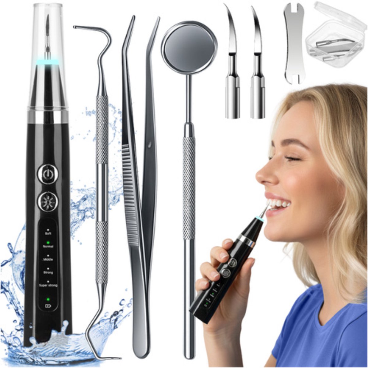 MOZY® - Tandsteenverwijderaar - Dental - met LED-Verlichting - 5 Standen - tot 3 uur - met Automatische Uitschakeling - Professioneel Gebruik