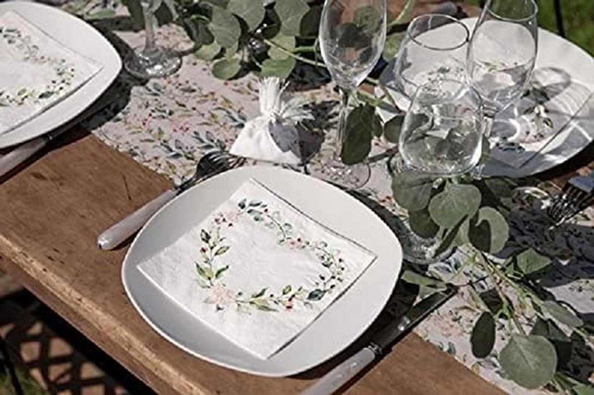Decoratieve Servetten met Botanisch Hartpatroon voor Feest en Bruiloft, 40 Stuks