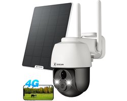 COCOCAM Caméra Extérieure 4G LTE - Panneau Solaire - Communication Bidirectionnelle - SIM Incluse - Vision Nocturne Couleur 2K - Pas de WiFi Requis - Compatible Alexa Caméra de Sécurité