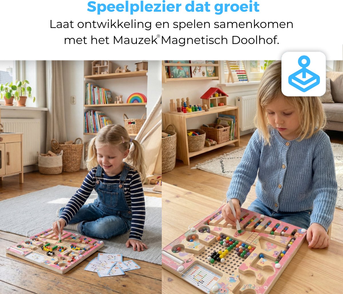 Mauzek® Magnetisch Doolhof Fantasie – Montessori speelgoed – Houten speelgoed – Magneet spel – Sensorisch speelgoed – Reisspeelgoed – Peuter speelgoed – Kinderspeelgoed – Voor onderweg – Educatief spel – Meisjes – 3 jaar – 4 jaar – 5 jaar – 6 jaar — afbeelding 2