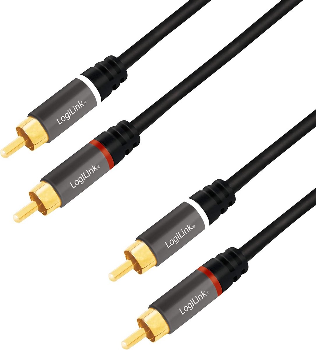 Stereo RCA Kabel 2x2 Tulp Audiokabel 1.5 Meter met Vergulde Connectoren