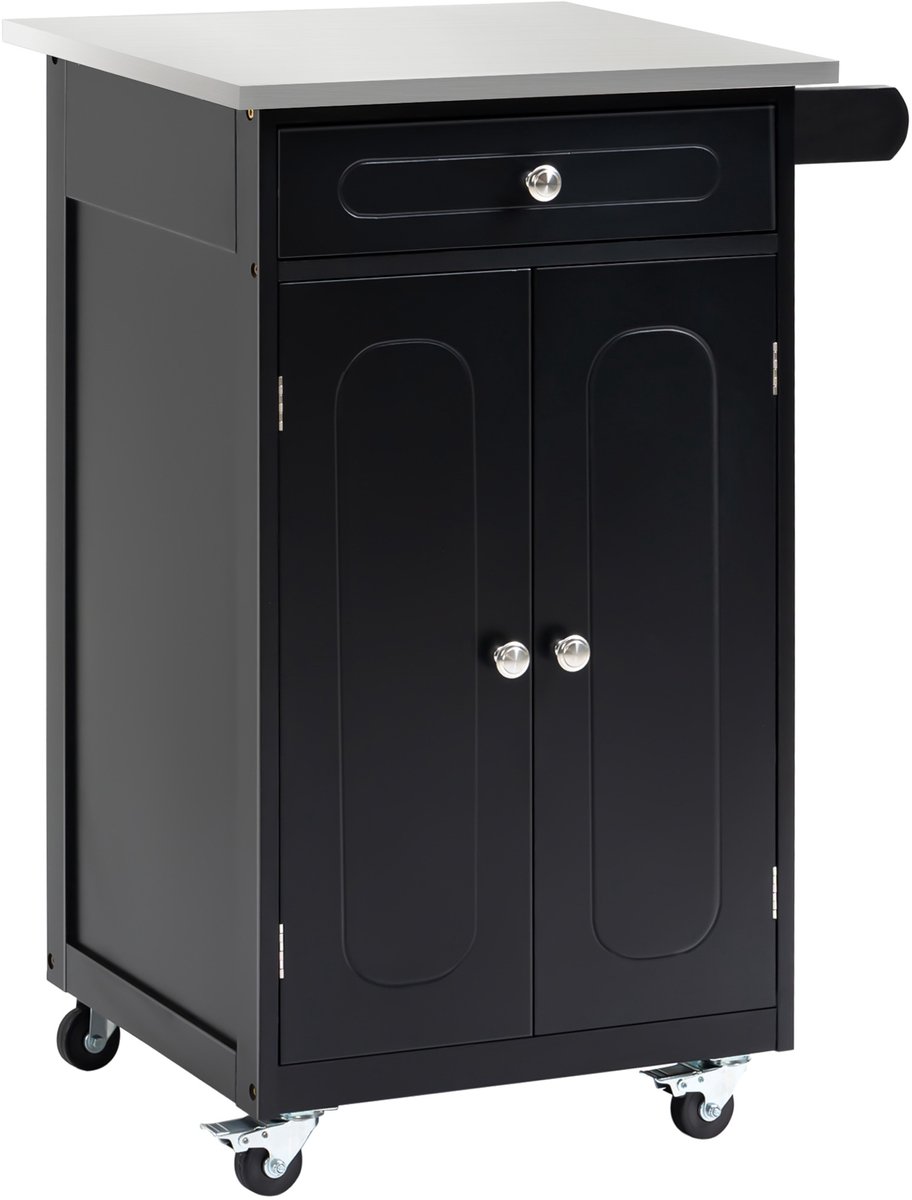 HOMCOM Keukenwagen - MDF - 60x45x85cm - Zwart
