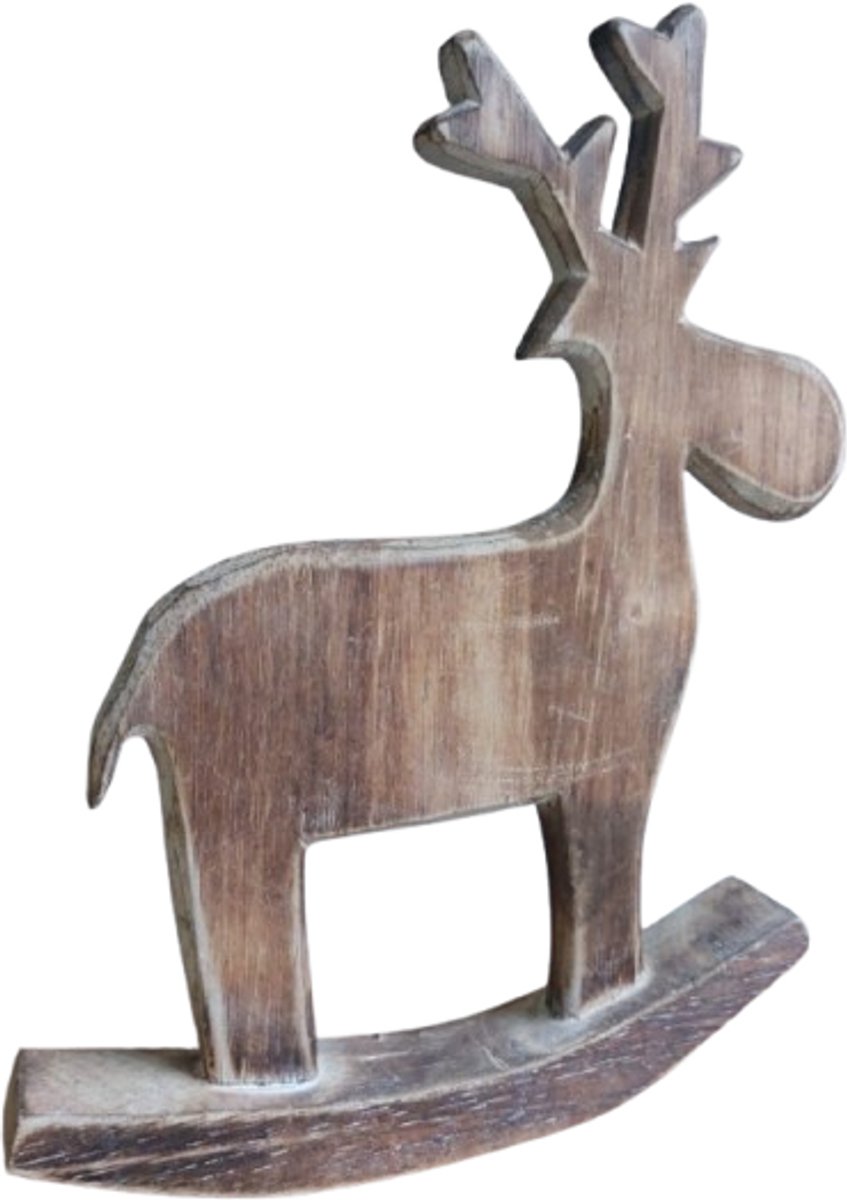 Beeld Hobbel eland hout decoratief kerst