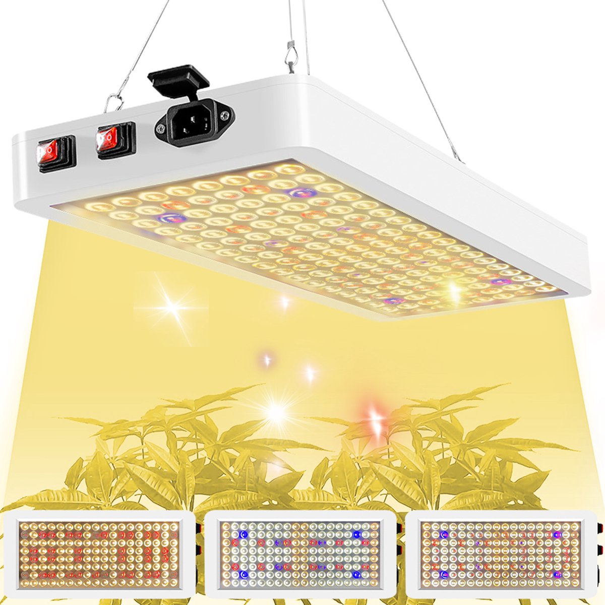 MUPOO LED Kweeklamp Full Spectrum voor Indoor Planten – Veg & Bloom Groei & Bloei Licht – 288 LED met Dubbele Schakelaar – Verstelbaar